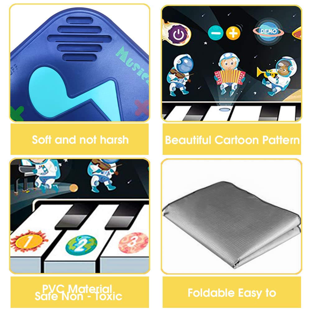 PATPAT Musical Mat for Kids, 6 Modes and 8 Sounds Music Piano Keyboard Mat, Dance Floor Space Star Musical Mat Toys Early Education Toys for Baby Girls Boys 1-3 Years Old (39.3'' *14.1'') PATPAT Musical Mat for Kids, 6 Modes and 8 Sounds Music Piano Keyboard Mat, Dance Floor Space Star Musical Mat Toys Early Education Toys for Baby Girls Boys 1-3 Years Old (39.3'' *14.1'')
